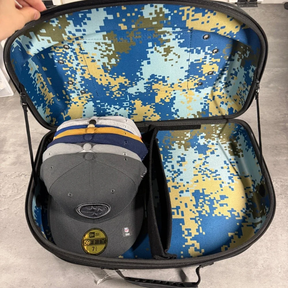 Homiegear 14 New Era Hat Carrier Black Blue Camo Hard Shell Travel Case Storage